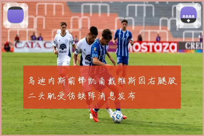 乌迪内斯前锋凯南戴维斯因右腿股二头肌受伤缺阵消息发布